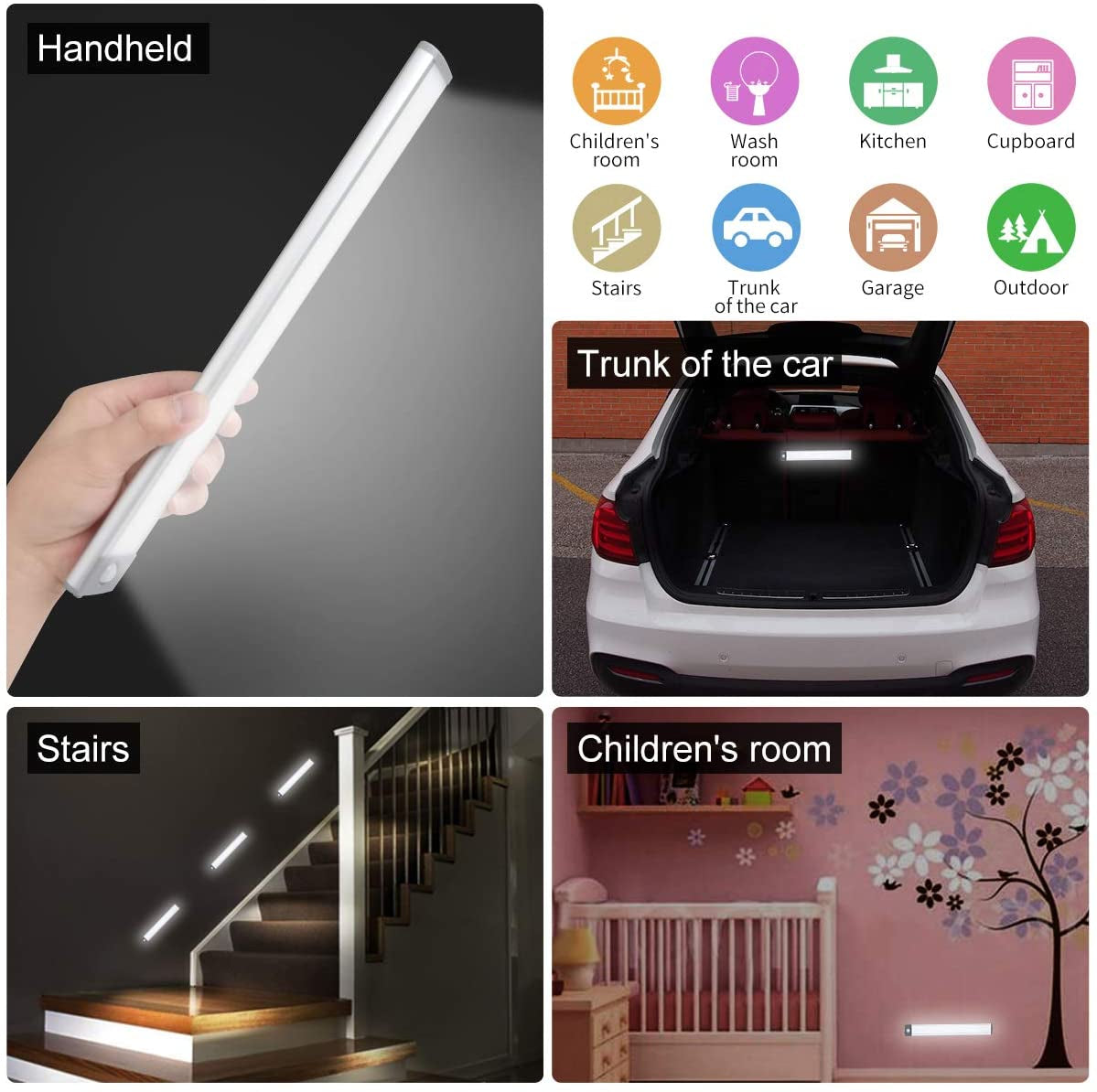 54-LED Motion Sensor Cabinet Light,Under Counter Closet Wireless USB Rechargeable Kitchen Night Lights,Battery Powered for Wardrobe,Cabinet,Cupboard（Warm Light）-2Pack