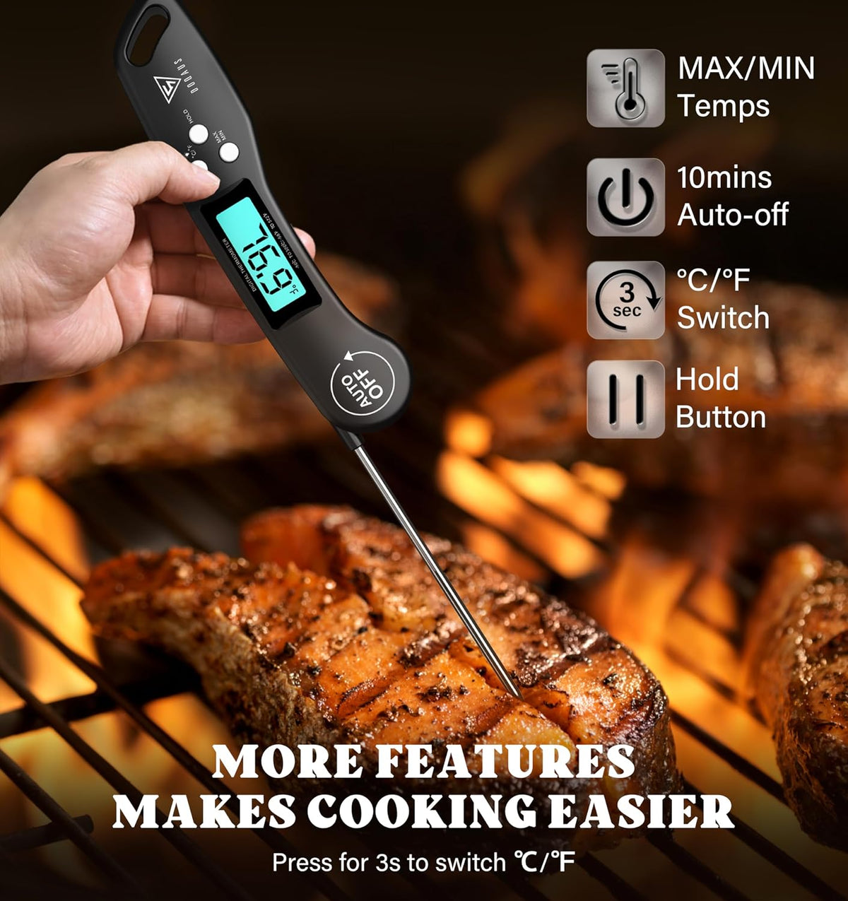 Get Perfectly Cooked Meals Every Time with Our Instant Read Digital Meat Thermometer! 🍖🔥