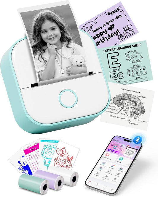 T02 Mini Thermal Sticker Printer, Wireless & Inkless