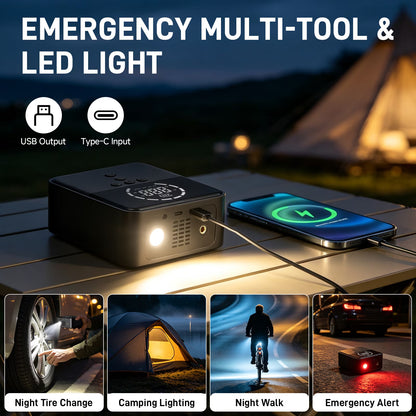 Cordless Tire Inflator, 150 PSI, 6000Mah Battery, Fast Inflation, Digital Gauge, Auto Shut-Off